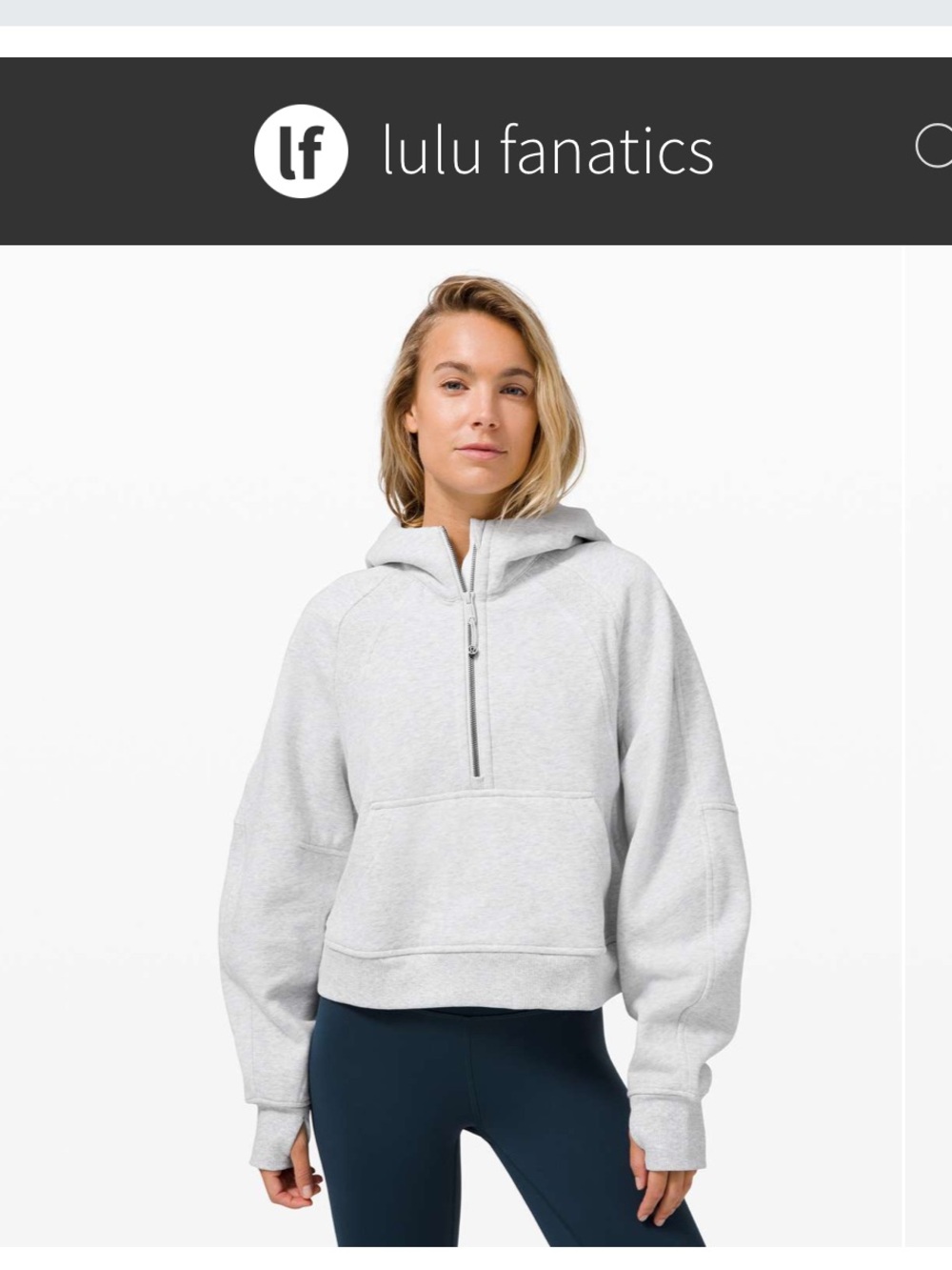 Lululemon Scuba Oversized 1/2 Zip Hoodie XS/S Heathered Core Ultra Light Grey